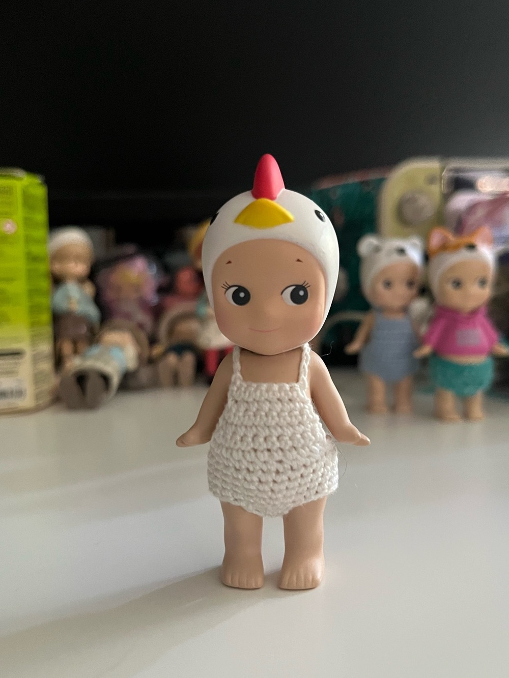 Sonny angel chicken with crocheted outfit